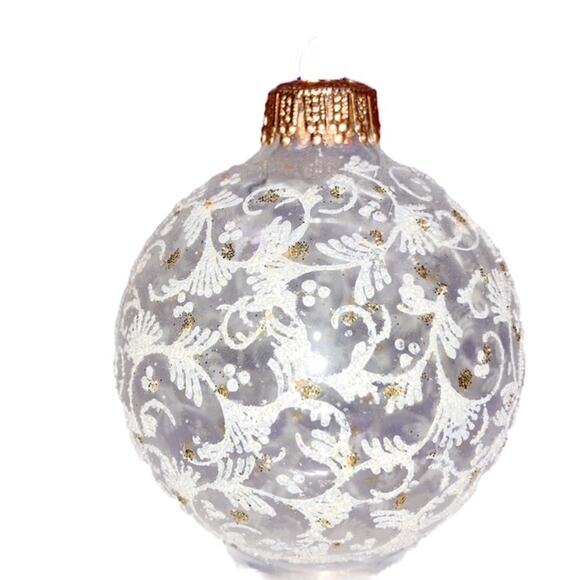 Decorated Clear West German Silver and Gold Glass Christmas Ornaments Set of 7 - Picture 5 of 8